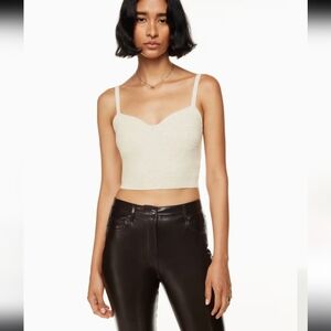 WILFRED | Women's Heather Birch Ribbed Bustier Sicily Cropped Sweater Tank